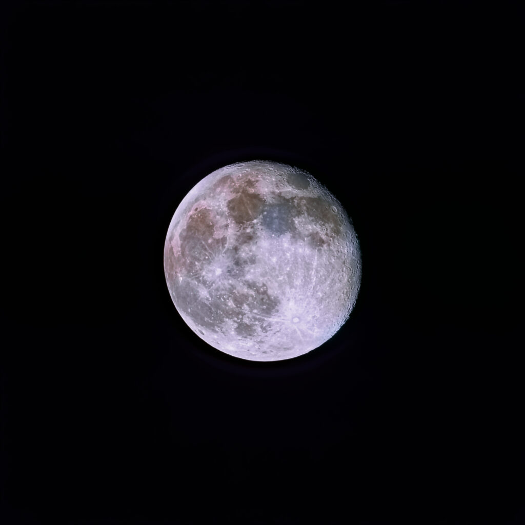 Waning Moon 96% Illuminated and rendered in false color